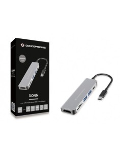 Conceptronic DONN02G base para portátil y replicador de puertos USB 3.2 Gen 1 (3.1 Gen 1) Type-C Aluminio