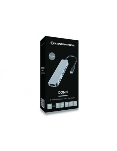 Conceptronic DONN02G base para portátil y replicador de puertos USB 3.2 Gen 1 (3.1 Gen 1) Type-C Aluminio