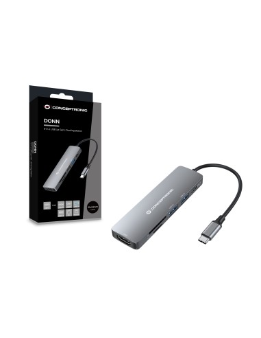 Conceptronic DONN11G base para portátil y replicador de puertos Alámbrico USB 3.2 Gen 1 (3.1 Gen 1) Type-C Gris