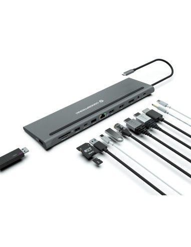 Conceptronic DONN17G base para portátil y replicador de puertos Alámbrico USB 3.2 Gen 1 (3.1 Gen 1) Type-C Gris