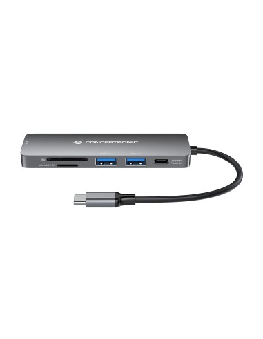 Conceptronic DONN11G base para portátil y replicador de puertos Alámbrico USB 3.2 Gen 1 (3.1 Gen 1) Type-C Gris