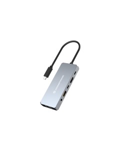 Conceptronic DONN22G base para portátil y replicador de puertos Alámbrico USB 3.2 Gen 2 (3.1 Gen 2) Type-C Gris