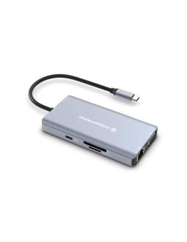Conceptronic DONN20G base para portátil y replicador de puertos Alámbrico USB 3.2 Gen 1 (3.1 Gen 1) Type-C Gris