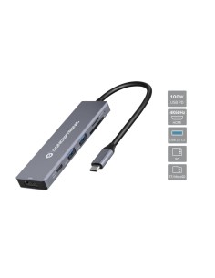 Conceptronic DONN23G base para portátil y replicador de puertos Alámbrico USB 3.2 Gen 1 (3.1 Gen 1) Type-C Gris