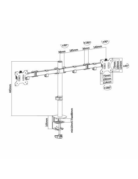 AISENS DT32TSR-041 soporte para monitor 81,3 cm (32") Escritorio Negro