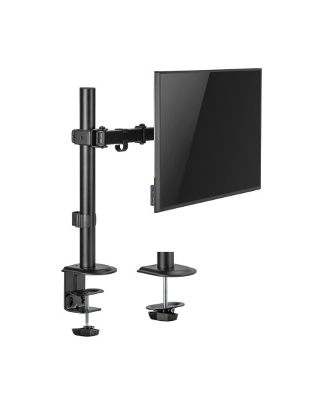 AISENS Soporte de Mesa ECO Giratorio e Inclinable para Monitor TV 9Kg (3 Pivotes, 1 Brazo) de 17-32, Negro