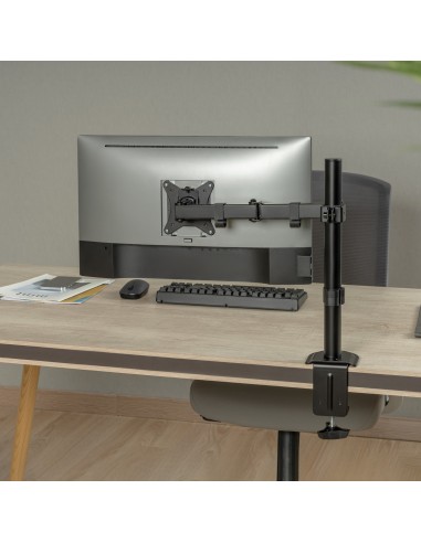AISENS Soporte de Mesa ECO Giratorio e Inclinable para Monitor TV 9Kg (3 Pivotes, 1 Brazo) de 17-32, Negro