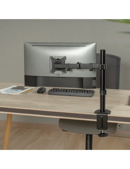 AISENS Soporte de Mesa ECO Giratorio e Inclinable para Monitor TV 9Kg (3 Pivotes, 1 Brazo) de 17-32, Negro