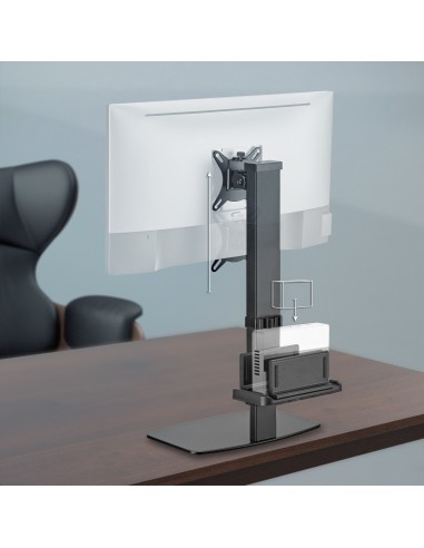 AISENS Soporte de Mesa ECO Giratorio e Inclinable para Monitor TV y Mini PC 8Kg de 17-32, Negro