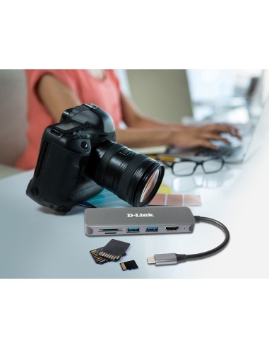 D-Link DUB-2327 base para portátil y replicador de puertos Alámbrico USB Tipo C Gris