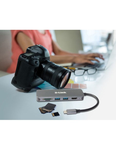 D-Link DUB-2327 base para portátil y replicador de puertos Alámbrico USB Tipo C Gris