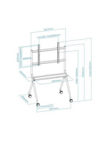 TooQ iSTAND Soporte de Suelo con Ruedas para Pantallas 50"- 86", Gris