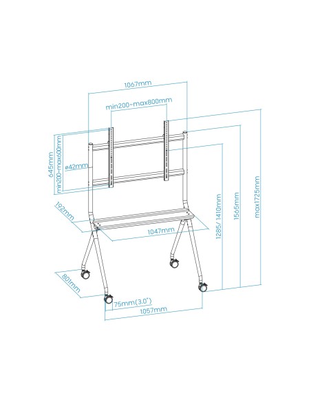 TooQ iSTAND Soporte de Suelo con Ruedas para Pantallas 50"- 86", Gris