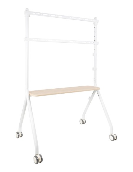 TooQ iLOVE Soporte de Suelo con Ruedas para Pantalla 49"-80", Blanco y Haya