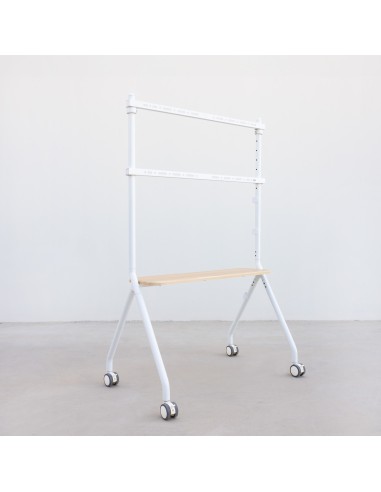 TooQ iLOVE Soporte de Suelo con Ruedas para Pantalla 49"-80", Blanco y Haya