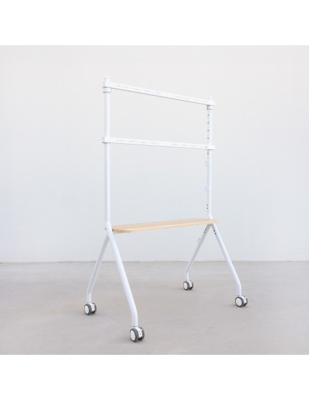TooQ iLOVE Soporte de Suelo con Ruedas para Pantalla 49"-80", Blanco y Haya
