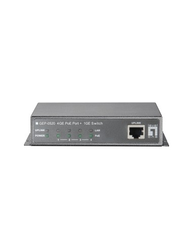 LevelOne Switch Gigabit Ethernet PoE de 8 puertos, 61.6W, 802.3af PoE, 4 Puertos PoE