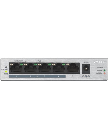 Zyxel GS1005HP No administrado Gigabit Ethernet (10 100 1000) Energía sobre Ethernet (PoE) Plata