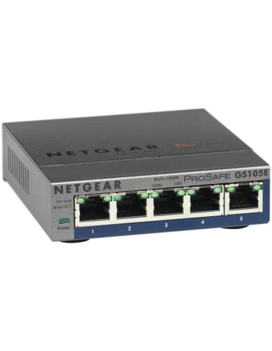 NETGEAR GS105E-200PES switch Gestionado L2 L3 Gigabit Ethernet (10 100 1000) Gris