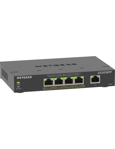 NETGEAR 5-Port Gigabit Ethernet High-Power PoE+ Plus Switch (GS305EPP) Gestionado L2 L3 Gigabit Ethernet (10 100 1000) Energía