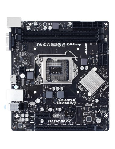 Biostar H61MHV3 placa base Intel® H61 LGA 1155 (Socket H2) micro ATX
