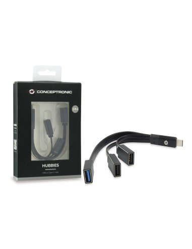 Conceptronic HUBBIES01B hub de interfaz USB 3.2 Gen 2 (3.1 Gen 2) Type-C 5000 Mbit s Negro
