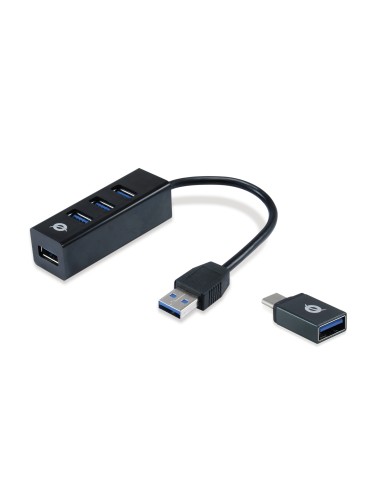 Conceptronic HUBBIES04B hub de interfaz USB 3.2 Gen 1 (3.1 Gen 1) Type-A 5000 Mbit s Negro