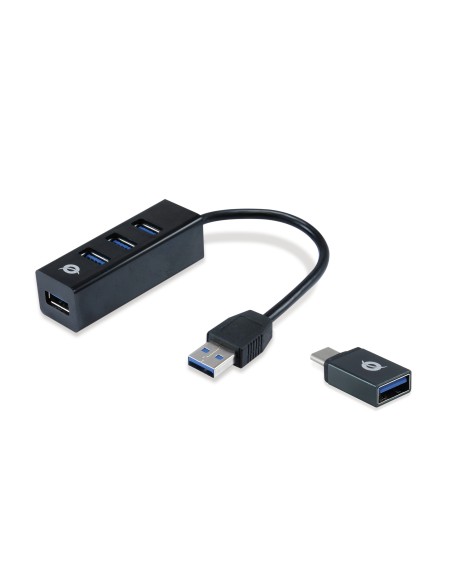 Conceptronic HUBBIES04B hub de interfaz USB 3.2 Gen 1 (3.1 Gen 1) Type-A 5000 Mbit s Negro