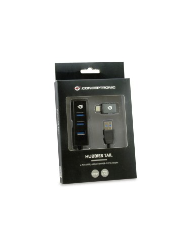 Conceptronic HUBBIES04B hub de interfaz USB 3.2 Gen 1 (3.1 Gen 1) Type-A 5000 Mbit s Negro