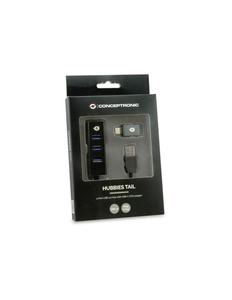 Conceptronic HUBBIES04B hub de interfaz USB 3.2 Gen 1 (3.1 Gen 1) Type-A 5000 Mbit s Negro