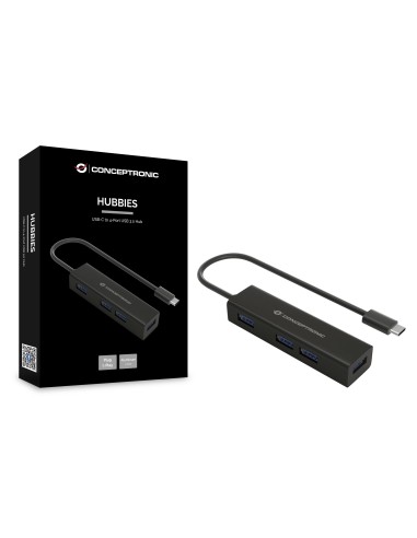Conceptronic HUBBIES07B hub de interfaz USB 3.2 Gen 1 (3.1 Gen 1) Type-C 5000 Mbit s Negro