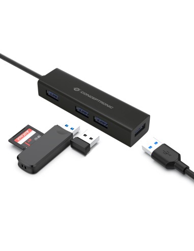 Conceptronic HUBBIES07B hub de interfaz USB 3.2 Gen 1 (3.1 Gen 1) Type-C 5000 Mbit s Negro