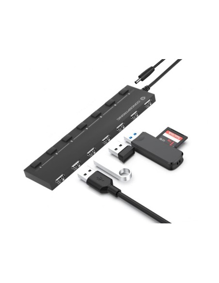 Conceptronic HUBBIES08BP hub de interfaz USB 2.0 480 Mbit s Negro