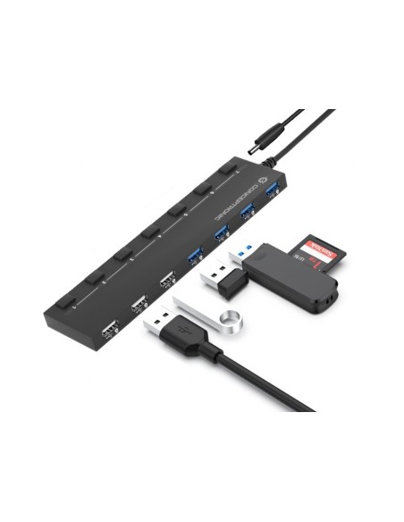 Conceptronic HUBBIES09BP hub de interfaz USB 3.2 Gen 1 (3.1 Gen 1) Type-A 5000 Mbit s Negro