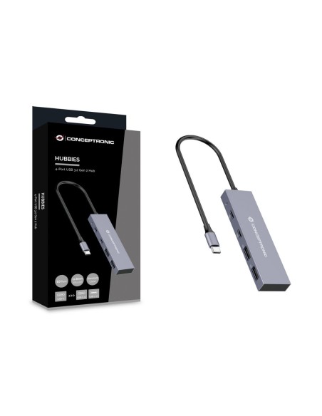 Conceptronic HUBBIES13G hub de interfaz USB 3.2 Gen 2 (3.1 Gen 2) Type-C 10000 Mbit s Gris