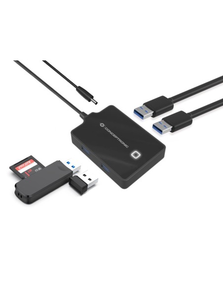 Conceptronic HUBBIES11BP base para portátil y replicador de puertos USB 3.2 Gen 1 (3.1 Gen 1) Type-A Negro