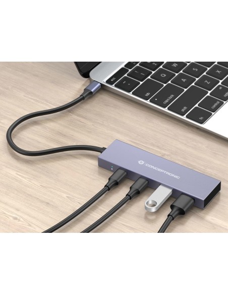 Conceptronic HUBBIES13G hub de interfaz USB 3.2 Gen 2 (3.1 Gen 2) Type-C 10000 Mbit s Gris