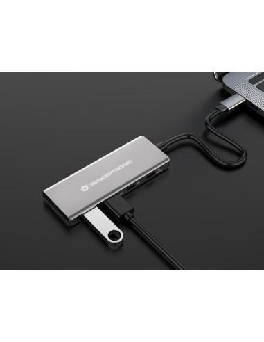 Conceptronic HUBBIES15G hub de interfaz USB 3.2 Gen 2 (3.1 Gen 2) Type-C 10000 Mbit s Gris