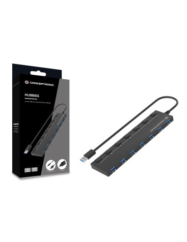 Conceptronic HUBBIES19BP hub de interfaz USB 3.2 Gen 1 (3.1 Gen 1) Type-A 5000 Mbit s Negro