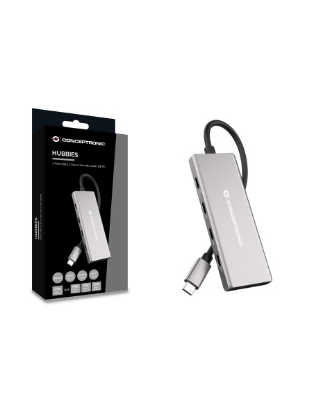 Conceptronic HUBBIES17G hub de interfaz USB 3.2 Gen 2 (3.1 Gen 2) Type-C 10000 Mbit s Gris