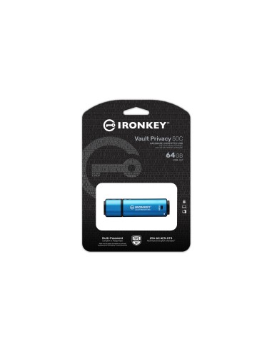 Kingston Technology IronKey 64GB USB-C Vault Privacy 50C cifrado AES-256, FIPS 197