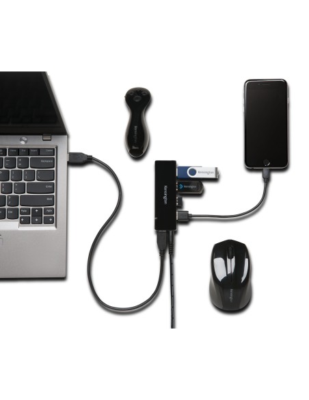 Kensington Cargador y hub USB 3.0 de cuatro puertos UH4000C