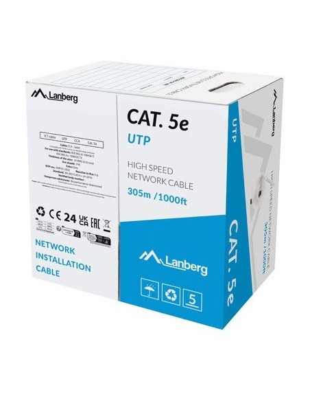 Lanberg LCU5-15CC-0305-S cable de red Gris 305 m Cat.5 Cat.5e U UTP (UTP)