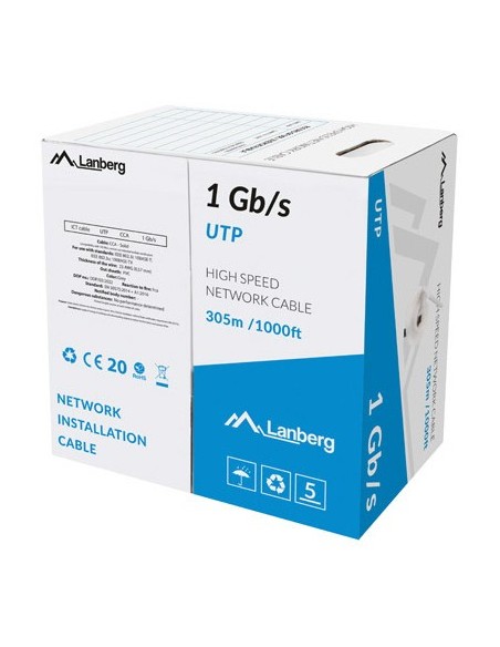 Lanberg LCU6-10CC-0305-S cable de red Gris 305 m U UTP (UTP)