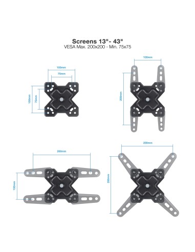 TooQ Soporte de Pared para Pantallas 13"-43", Negro