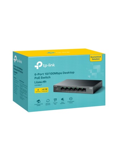 TP-Link LiteWave LS106LP switch No administrado Fast Ethernet (10 100) Energía sobre Ethernet (PoE) Negro