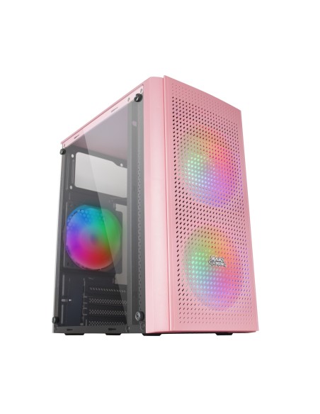 Mars Gaming MC300P Rosa, Caja PC Micro ATX, Cristal Templado, Frontal MESH, 3xVentilador FRGB