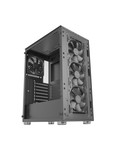 Mars Gaming MC-3000 Negro, Semitorre Gaming ATX, Ventana Completa Cristal Templado, Frontal Metal-Mesh, 4x Ventiladores 120mm