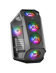 Mars Gaming MC51, Caja PC Gaming ATX, Doble Cristal Templado, 5x Ventilador RGB 12cm, Negro