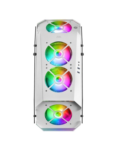 Mars Gaming MC51W, Caja PC Gaming ATX, Doble Cristal Templado, 5x Ventilador RGB 12cm, Blanco
